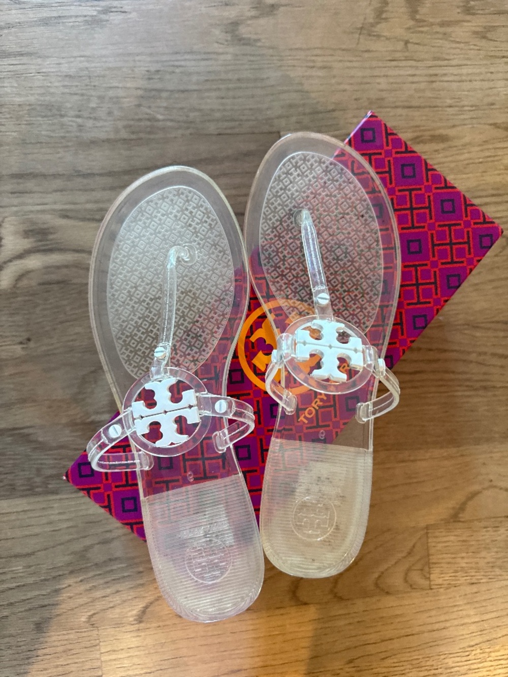 Tory Burch clear flip flops